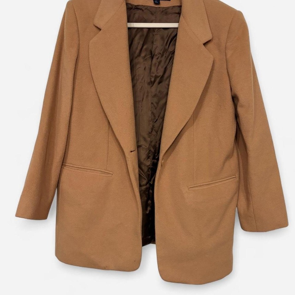 Vintage J.G. Hook Camel Wool Cashmere Blend Blazer Coat Jacket Women's Size 14